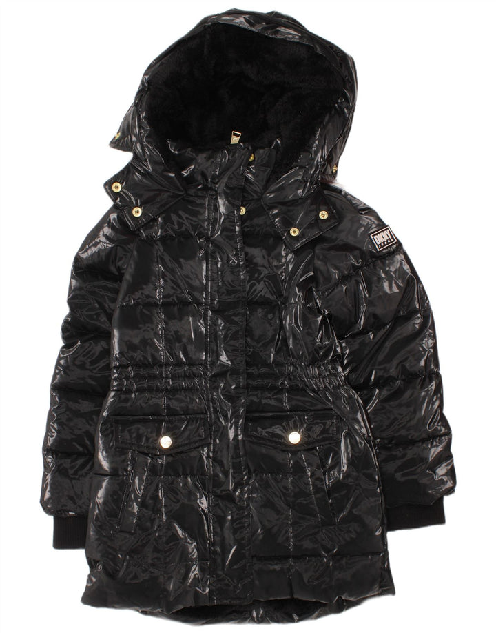 Piumino imbottito con cappuccio per bambina Dkny 3-4 anni in poliammide nero