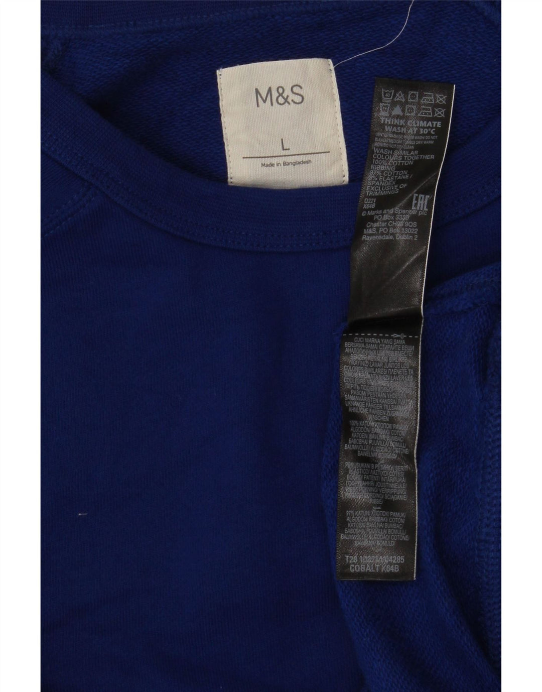 Marks & Spencer Felpa da uomo Maglione grande in cotone blu