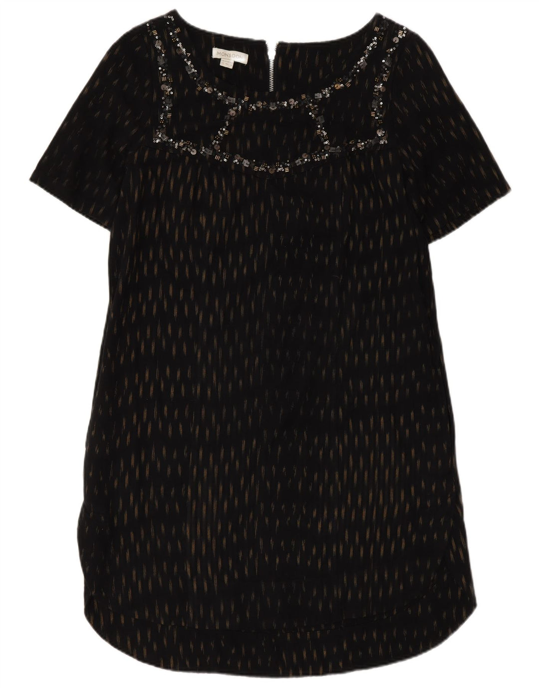 Abito a trapezio da donna Monsoon UK 12 Cotone maculato nero medio