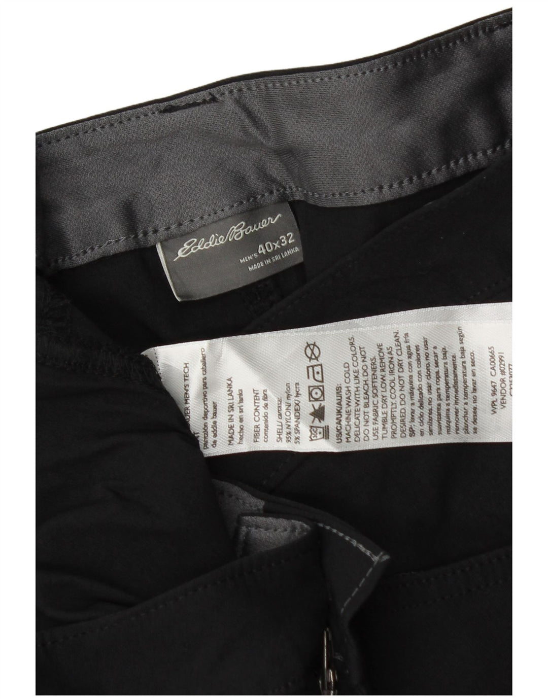 Pantaloni cargo dritti da uomo EDDIE BAUER W40 L32 nylon nero