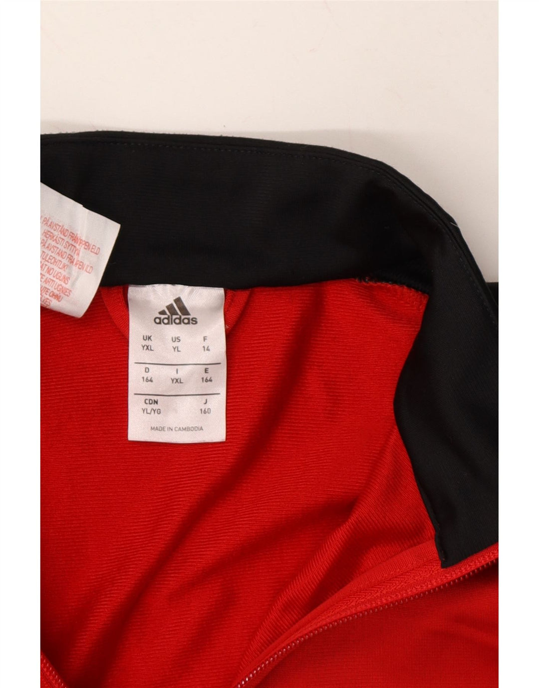ADIDAS Boys Tracksuit Top Jacket 13-14 Years XL Red Colourblock Polyester Vintage Adidas and Second-Hand Adidas from Messina Hembry 