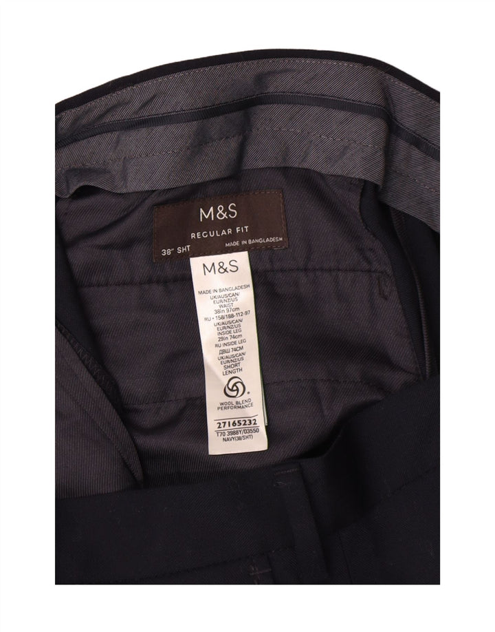 Pantaloni da abito vestibilità regolare Marks & Spencer da uomo W38 L29 in lana blu navy