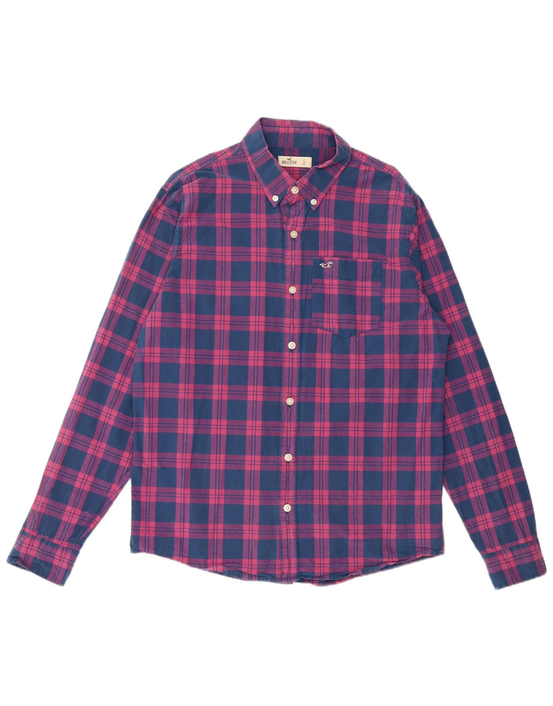 Camicia da uomo HOLLISTER in cotone a quadri grandi blu