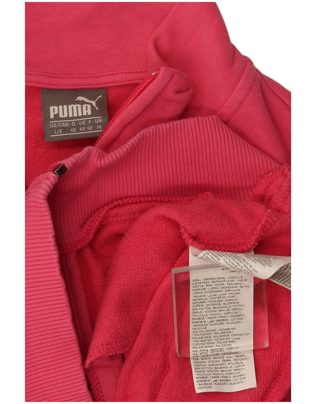 Giacca da tuta da donna Puma UK 14 Large Rosa Cotone