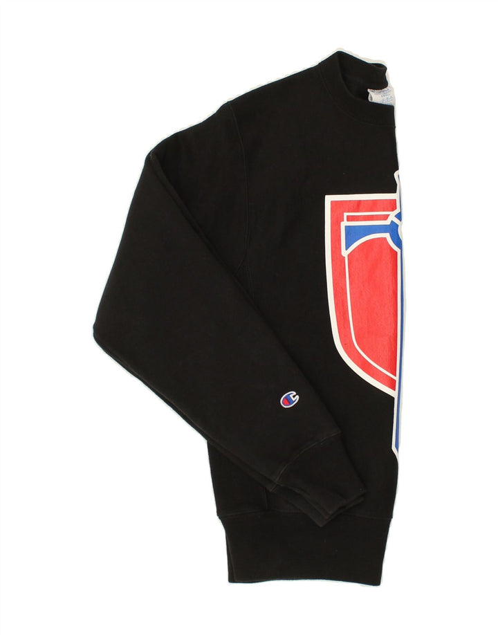 CHAMPION Mens Graphic Sweatshirt Jumper Small Black Cotton Vintage Champion and Second-Hand Champion from Messina Hembry 