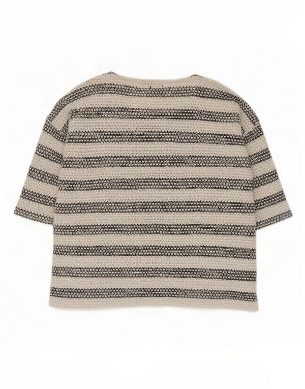 Marks & Spencer Top da donna manica 3/4 UK 22 3XL Cotone a righe beige