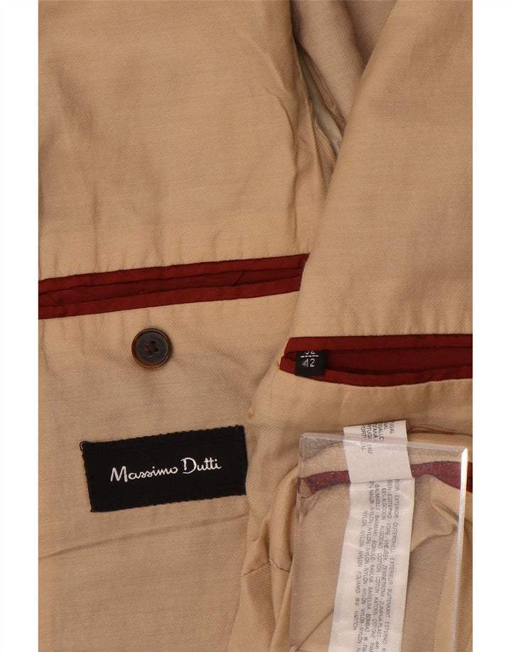 Giacca blazer da uomo a 3 bottoni Massimo Dutti EU 52 grande cotone marrone