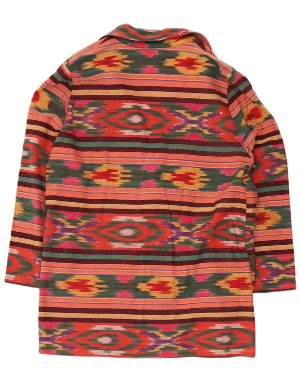 Giacca blazer vintage da donna a 2 bottoni UK 18 XL cotone Ikat multicolore