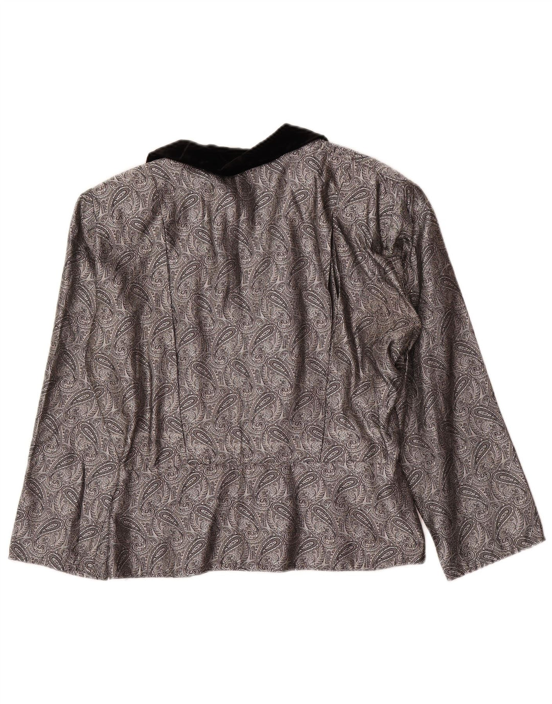 Top cardigan da donna vintage IT 42 seta Paisley argento medio