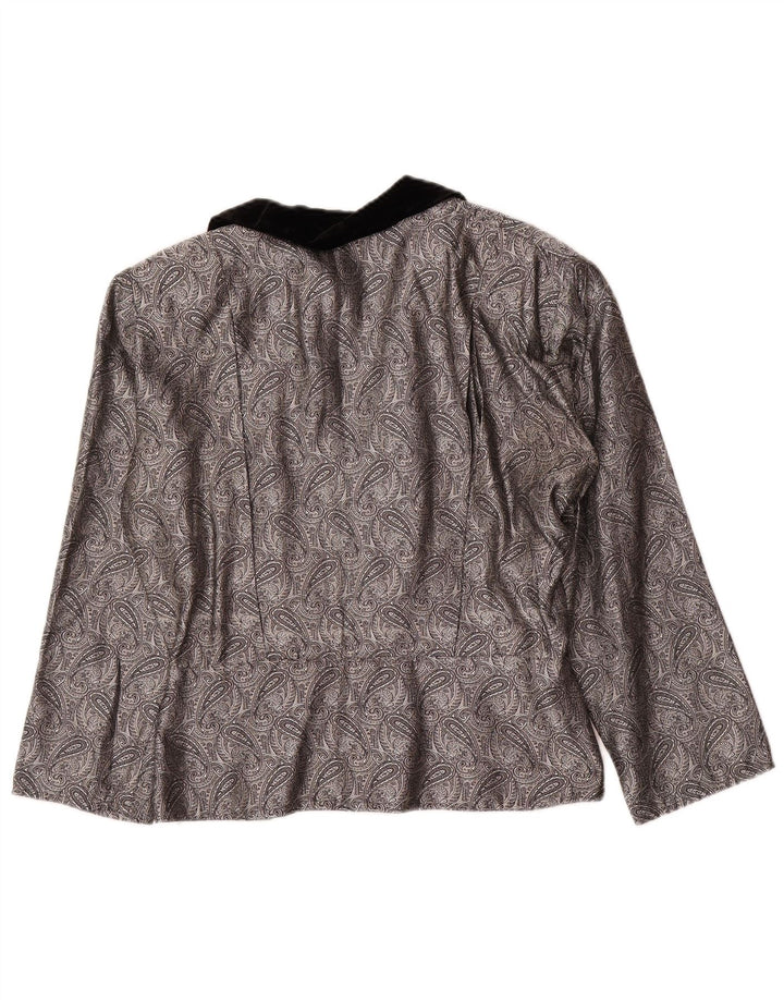 Top cardigan da donna vintage IT 42 seta Paisley argento medio