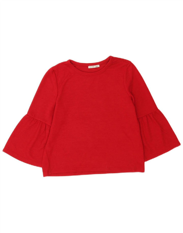 Top Zara Donna Manica 3/4 UK 12 Medio Rosso