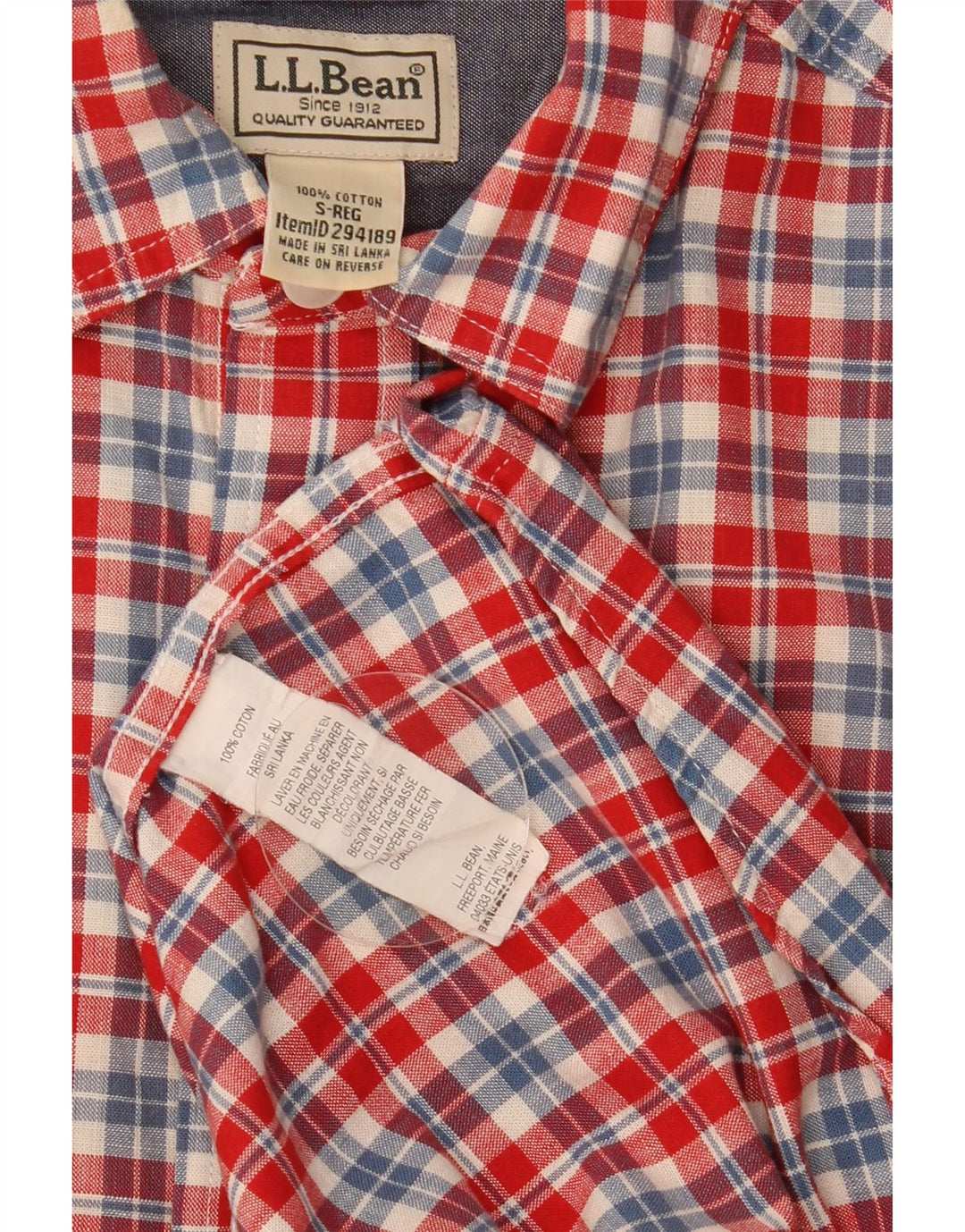 Camicia a maniche corte da uomo L.L.Bean in cotone a quadri rossi piccoli
