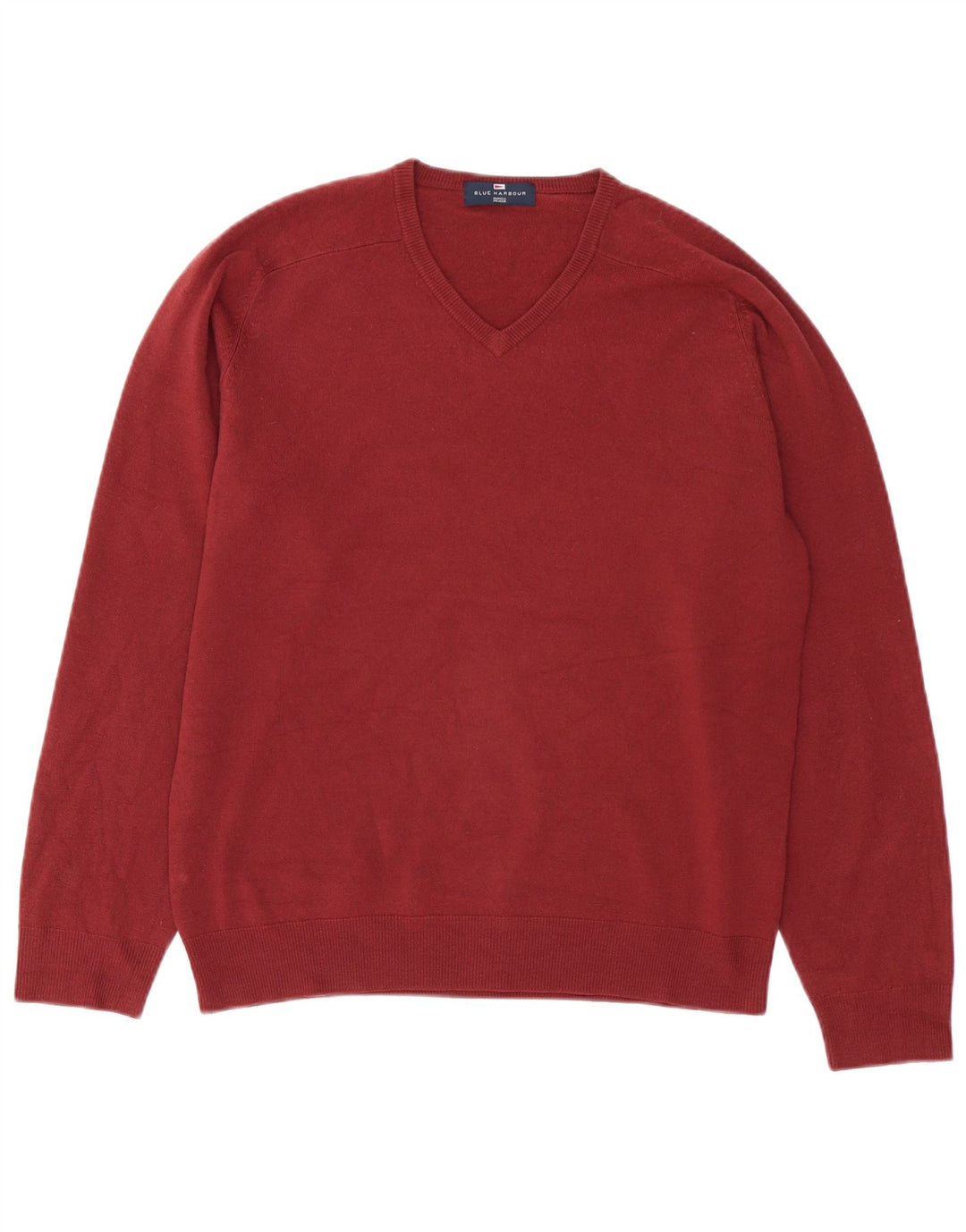 Maglione da uomo con scollo a V blu Harbour Marks & Spencer bordeaux medio