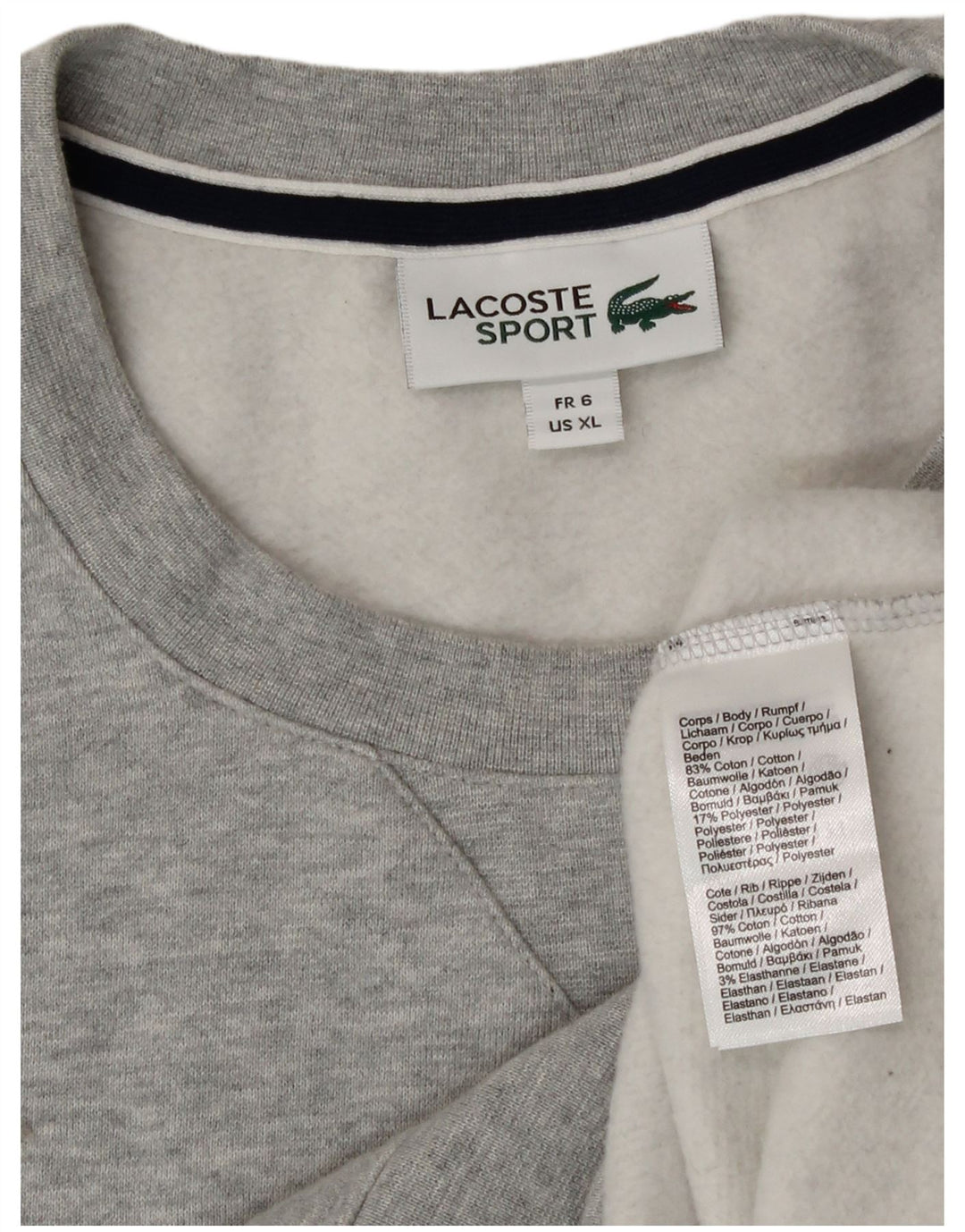 Felpa da uomo Lacoste maglione taglia 6 XL cotone grigio