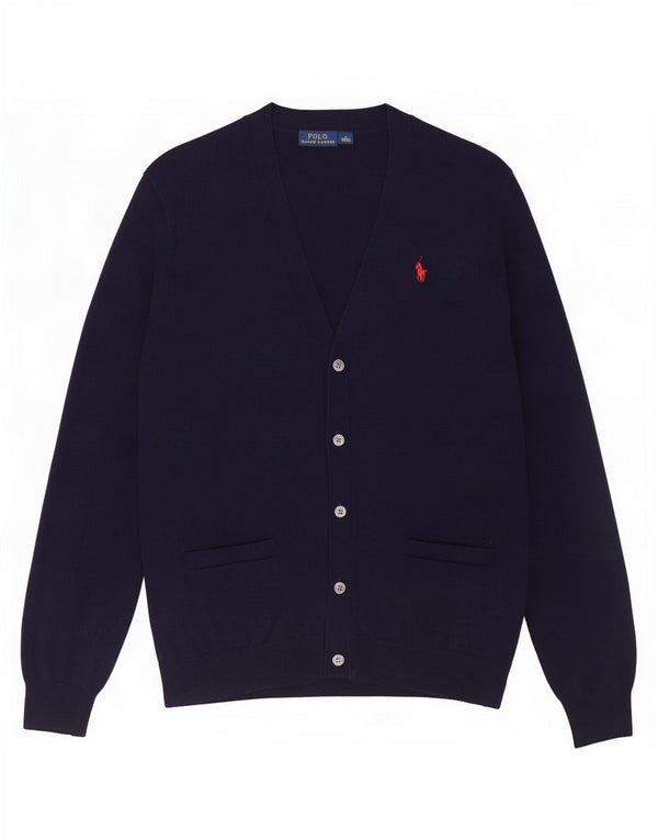 Polo Ralph Lauren Maglione cardigan da donna UK 14 Cotone medio blu navy