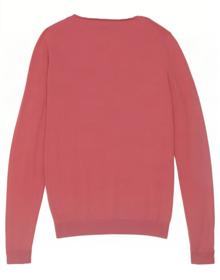 Massimo Dutti Maglione da donna con scollo a V UK 12 Seta rosa medio
