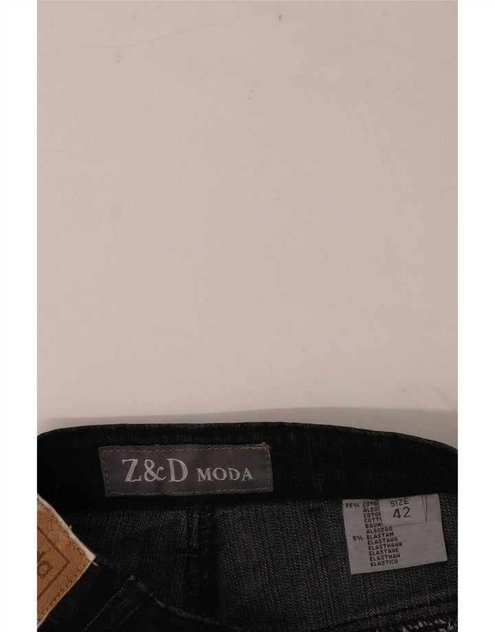 Jeans bootcut da donna vintage IT 42 medio W28 L30 cotone floreale grigio