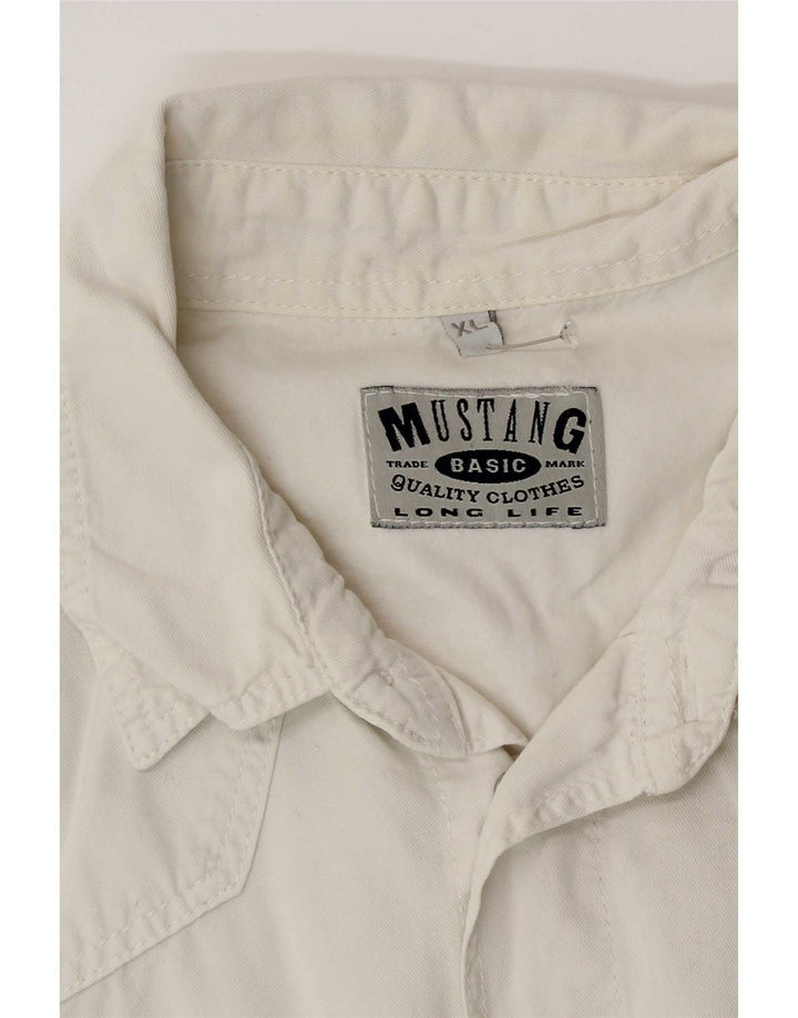 Camicia a maniche corte da uomo Mustang XL Bianca