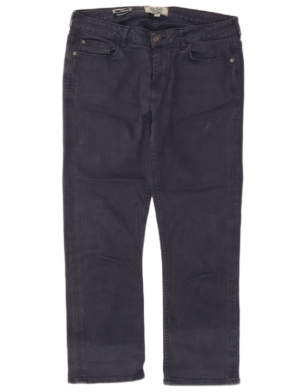Fat Face Womens Straight Cropped Trousers UK 10 Small W32 L24 Navy Blue