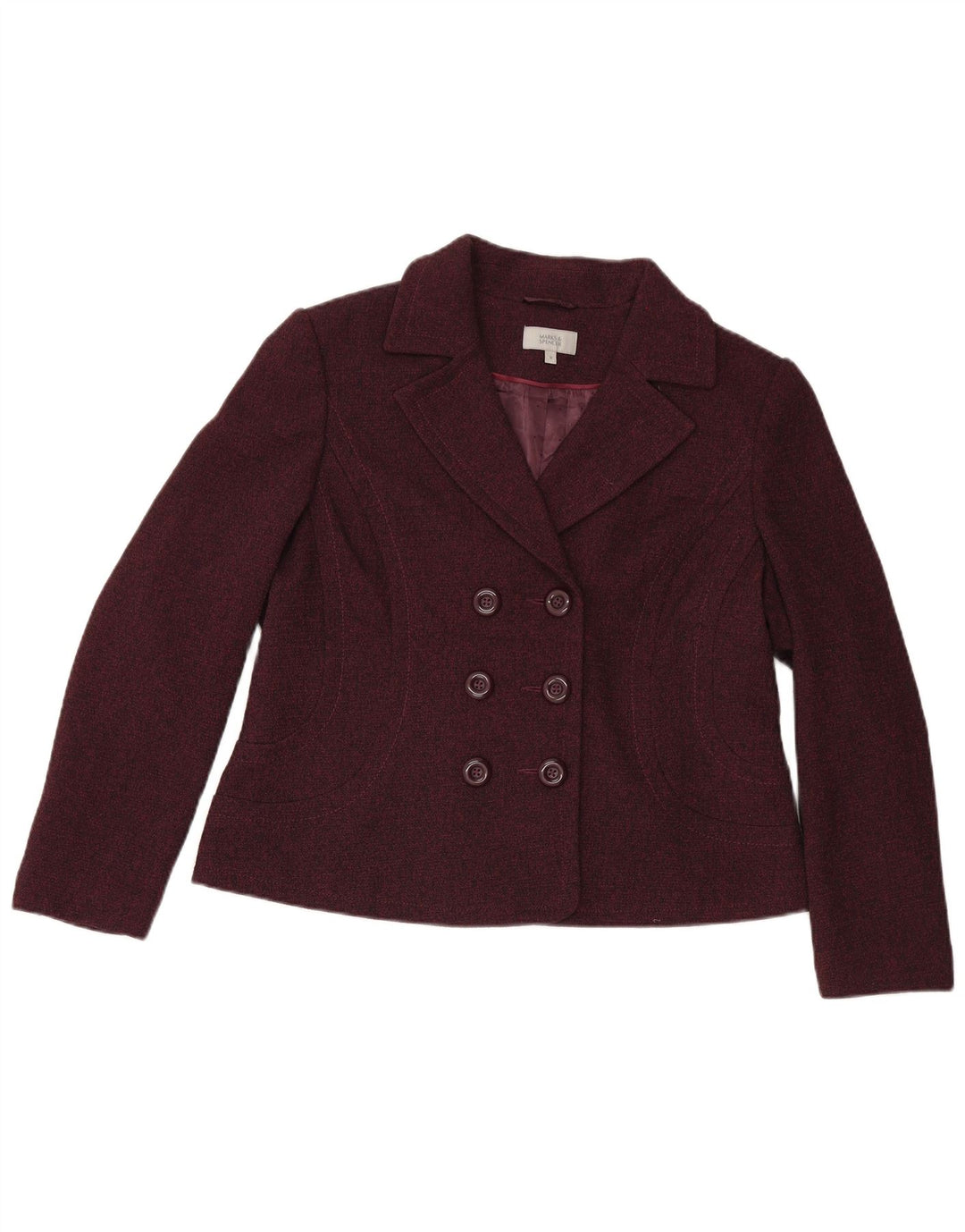 Giacca blazer doppiopetto da donna Marks & Spencer UK 18 XL Borgogna