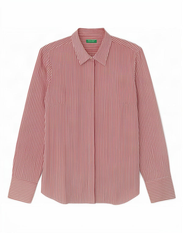 Camicia da donna Benetton UK 14 grande gessato rosso