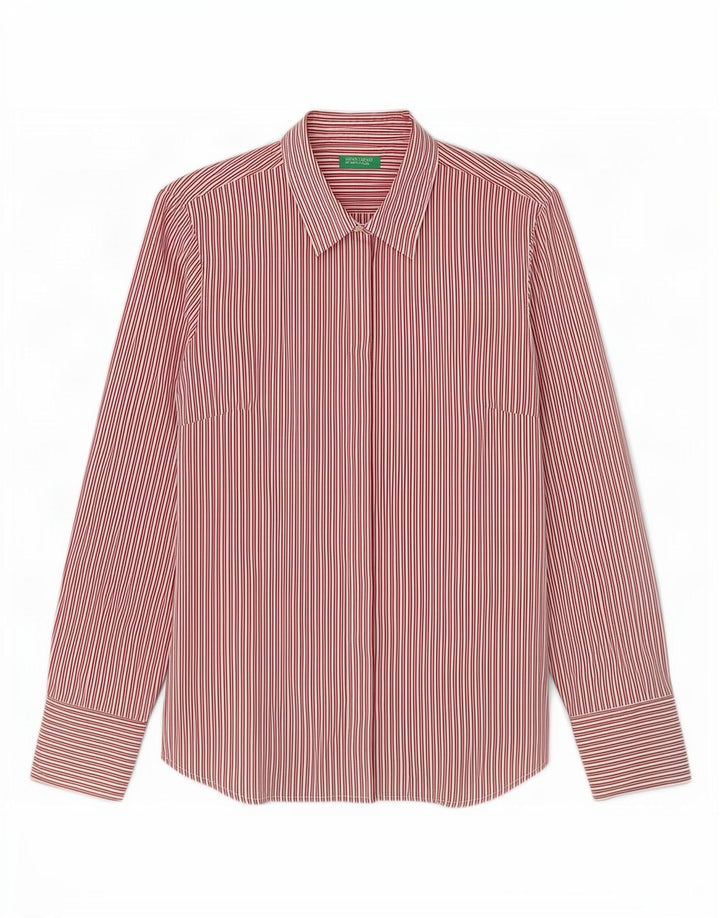 Camicia da donna Benetton UK 14 grande gessato rosso