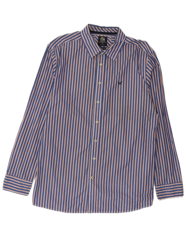 Crew Clothing Camicia da uomo su misura XL in cotone a righe blu navy