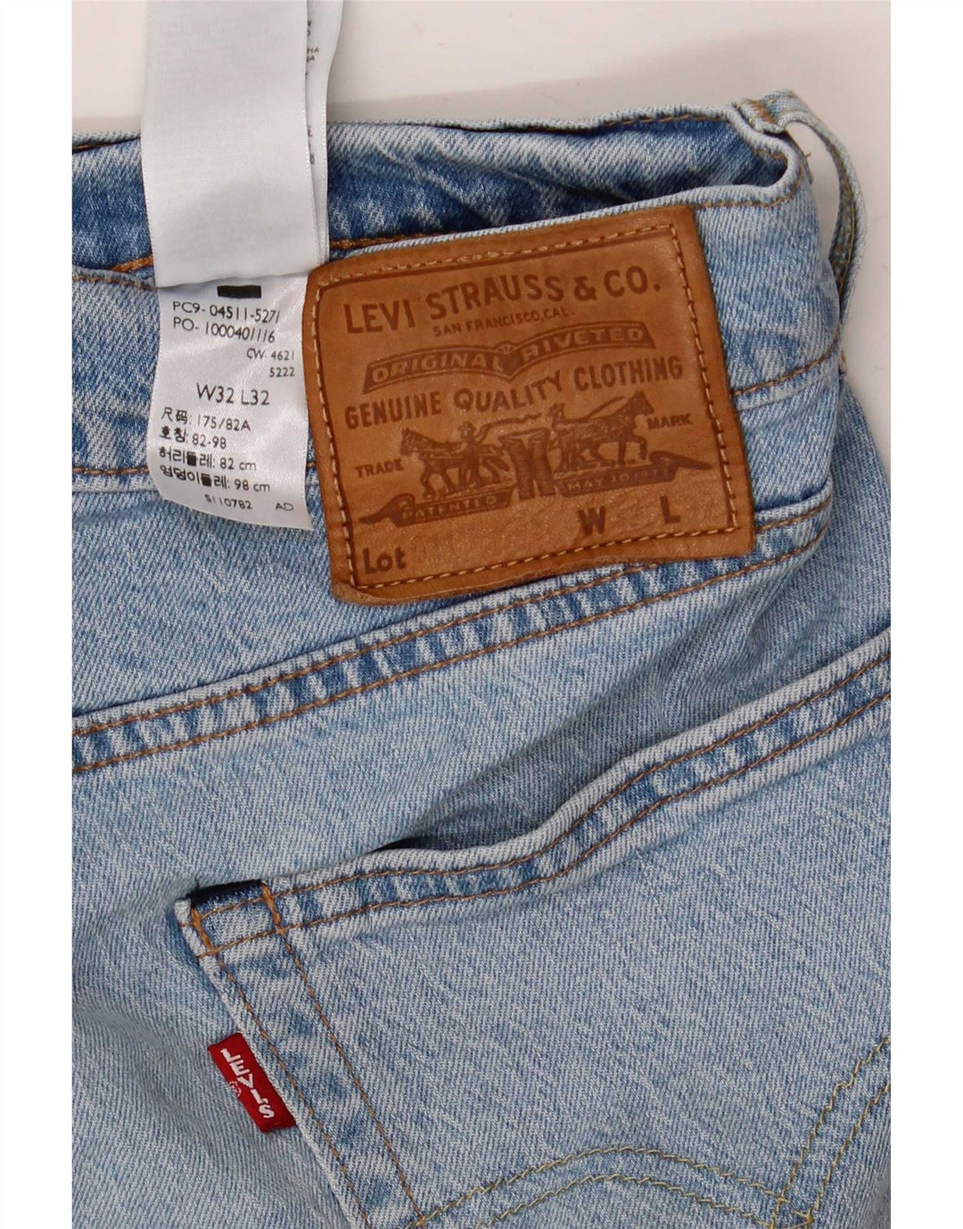 Levi's Uomo 511 Slim Jeans W32 L32 Cotone Blu