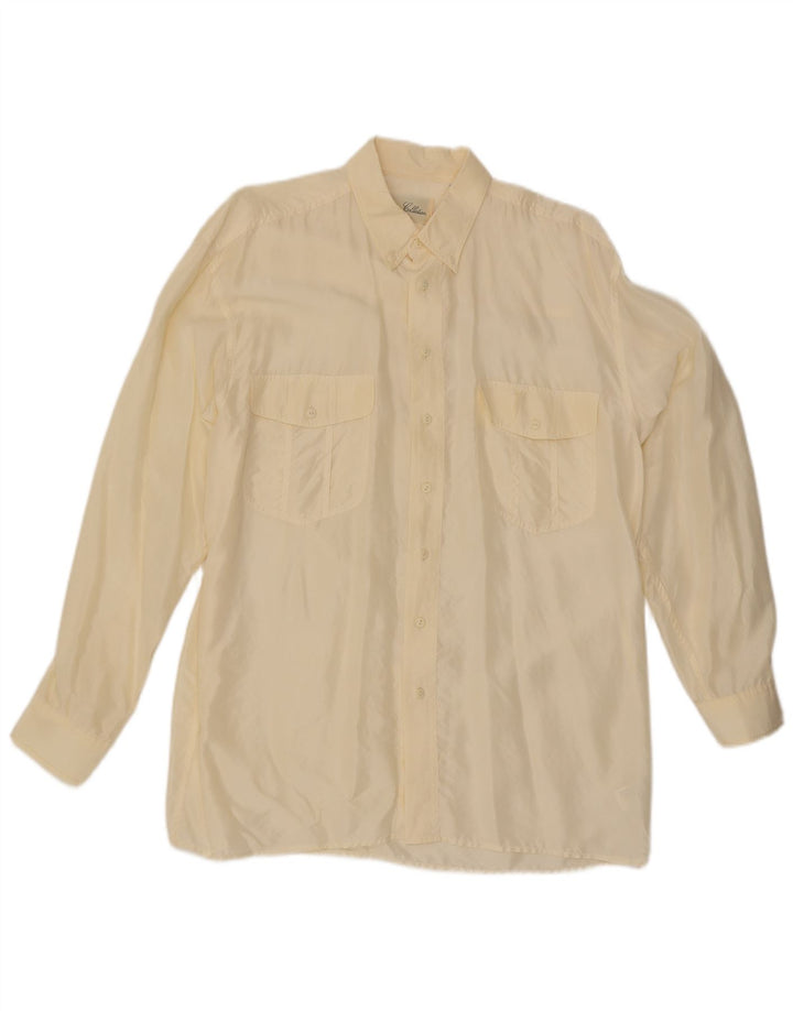 Camicia vintage da uomo XL in seta gialla