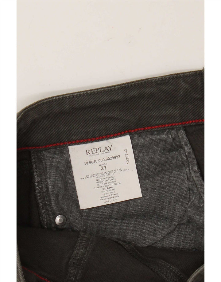 Mini gonna di jeans da donna Replay W27 piccola in cotone kaki