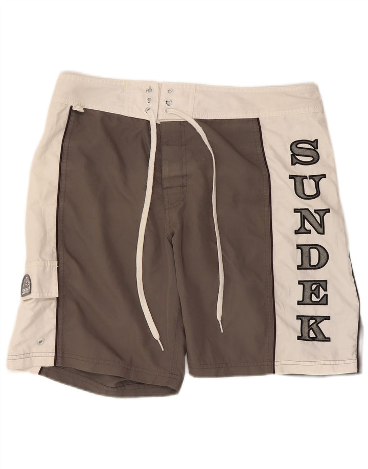 Pantaloncini da bagno grafici da uomo Sundek color grigio medio