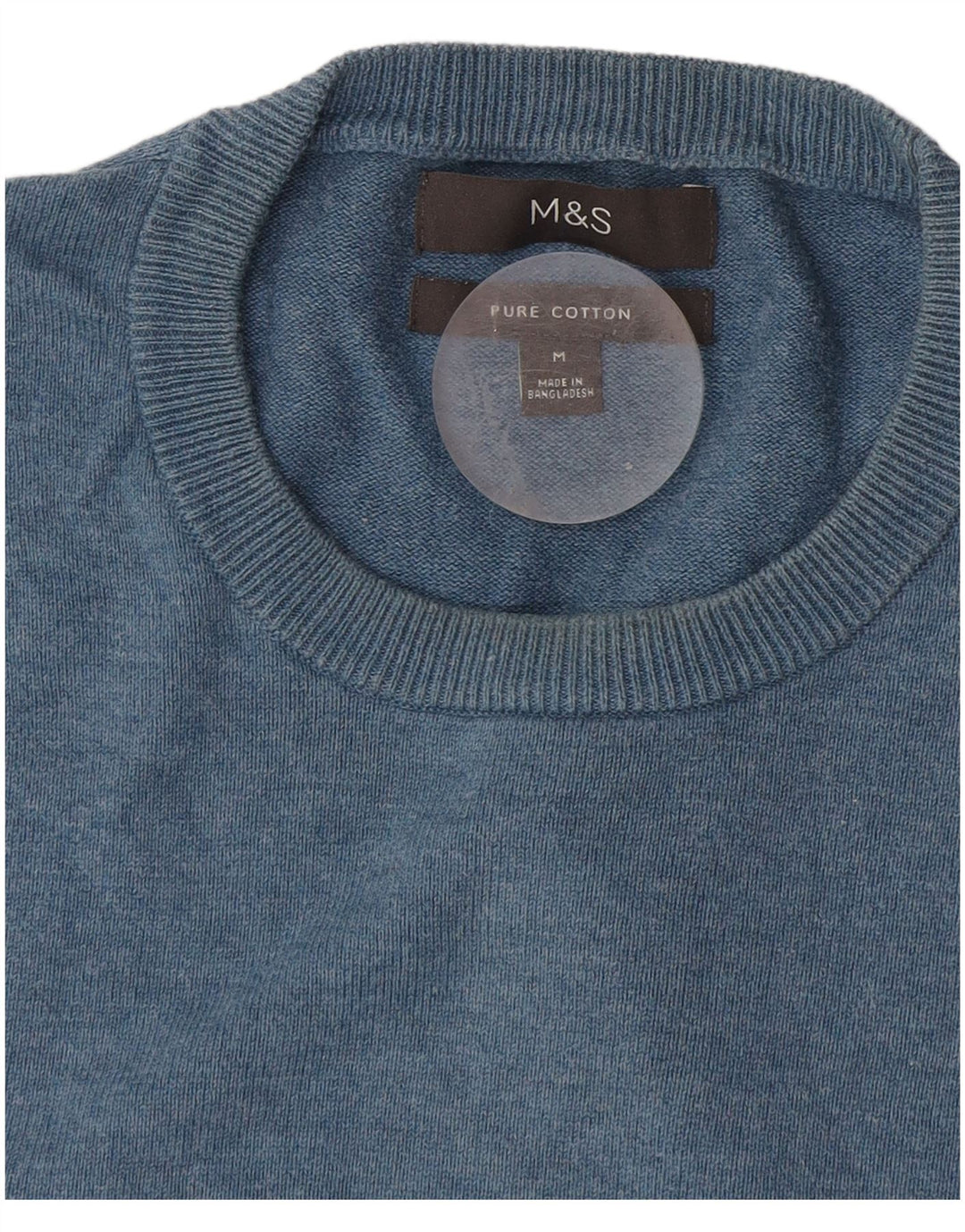 Maglione maglione girocollo da uomo Marks & Spencer in cotone blu medio