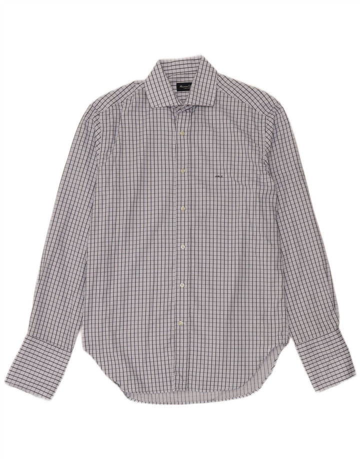 Camicia formale da uomo Massimo Dutti taglia 41 16 grande cotone a quadri blu