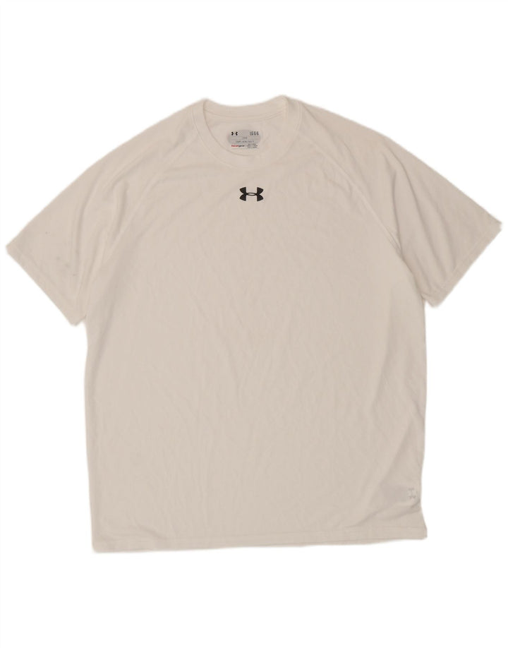 UNDER ARMOUR T-shirt Heat Gear da uomo, grande, in poliestere bianco