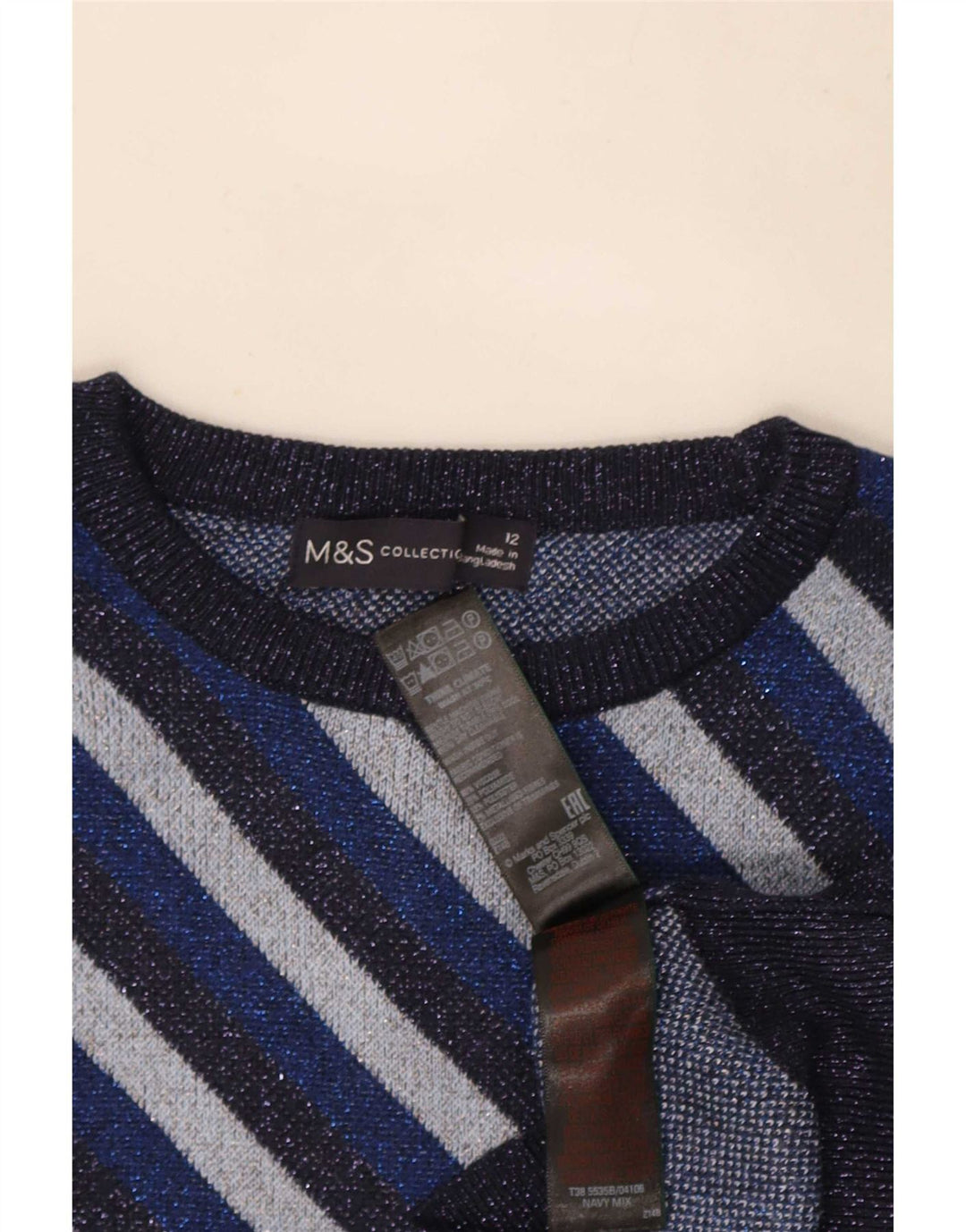 Maglione maglione con scollo a barca da donna Marks & Spencer UK 12 medio blu navy