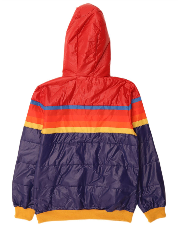 Giacca imbottita con cappuccio da donna vintage UK 14 Colorblock blu medio