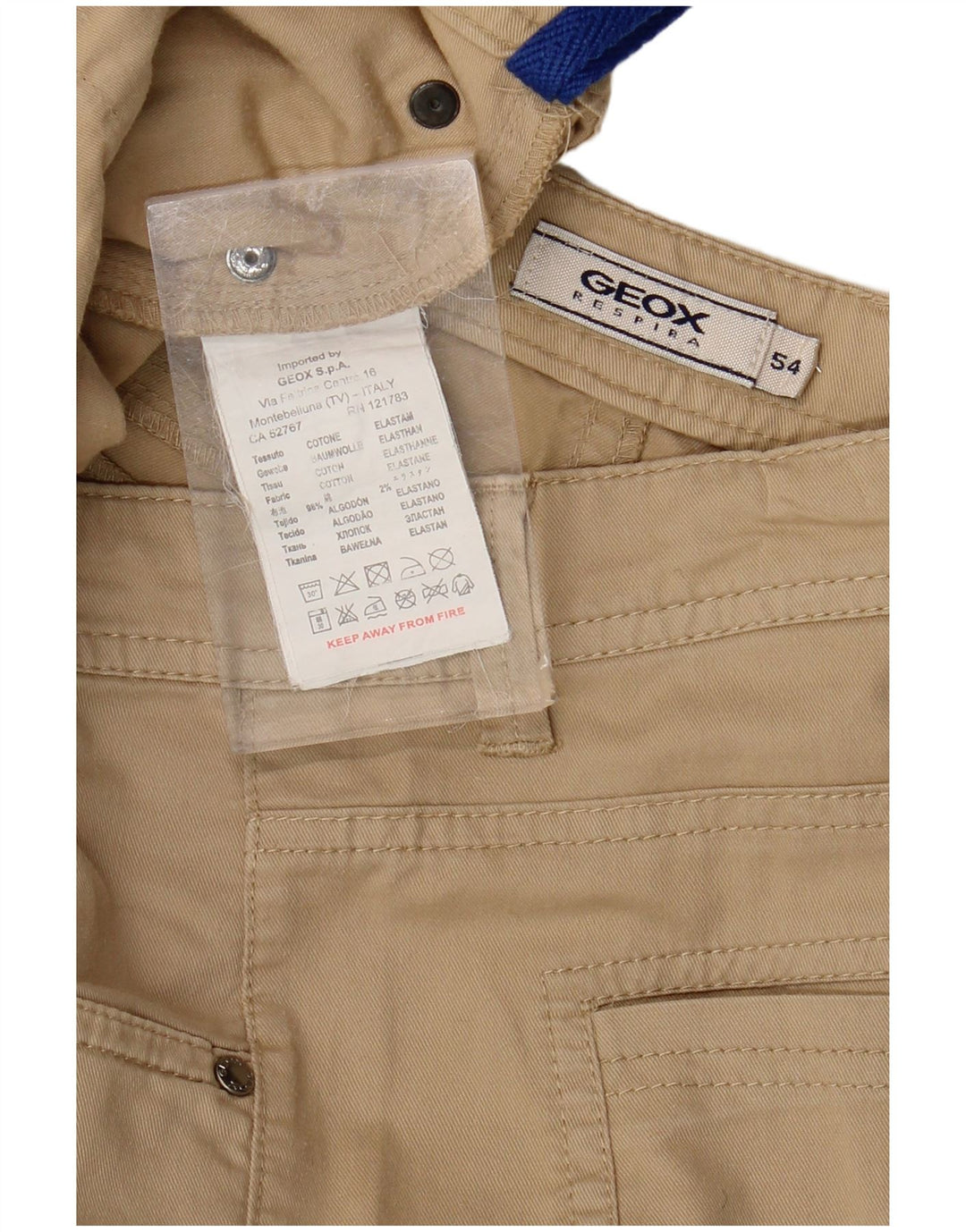 Pantaloni casual dritti GEOX Respira da uomo IT 54 2XL W38 L32 Cotone beige