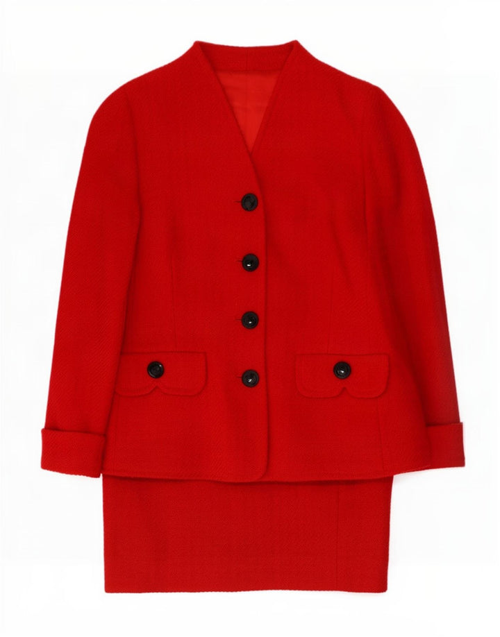 Luisa Spagnoli set gonna da donna a 4 bottoni in 2 pezzi IT 42 medio W26 rosso lana