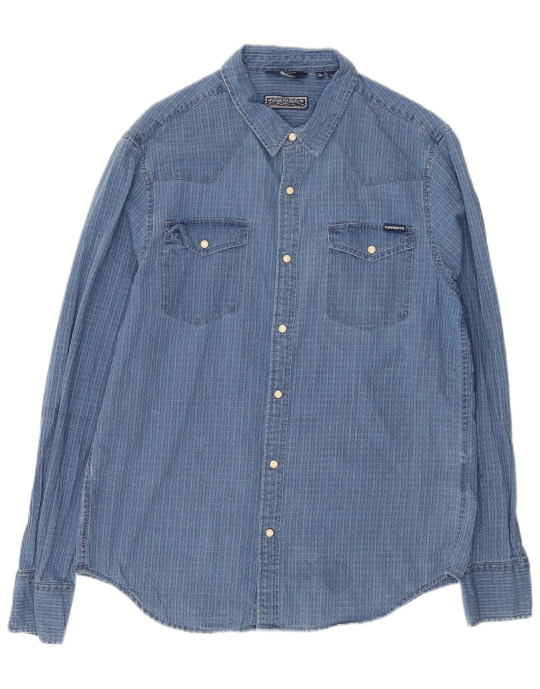 Camicia da uomo Superdry in cotone a quadri grandi blu
