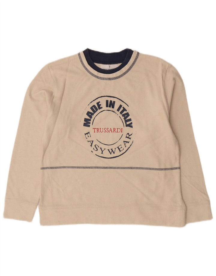 Felpa con grafica Trussardi Junior da bambino 9-10 anni in cotone bianco sporco