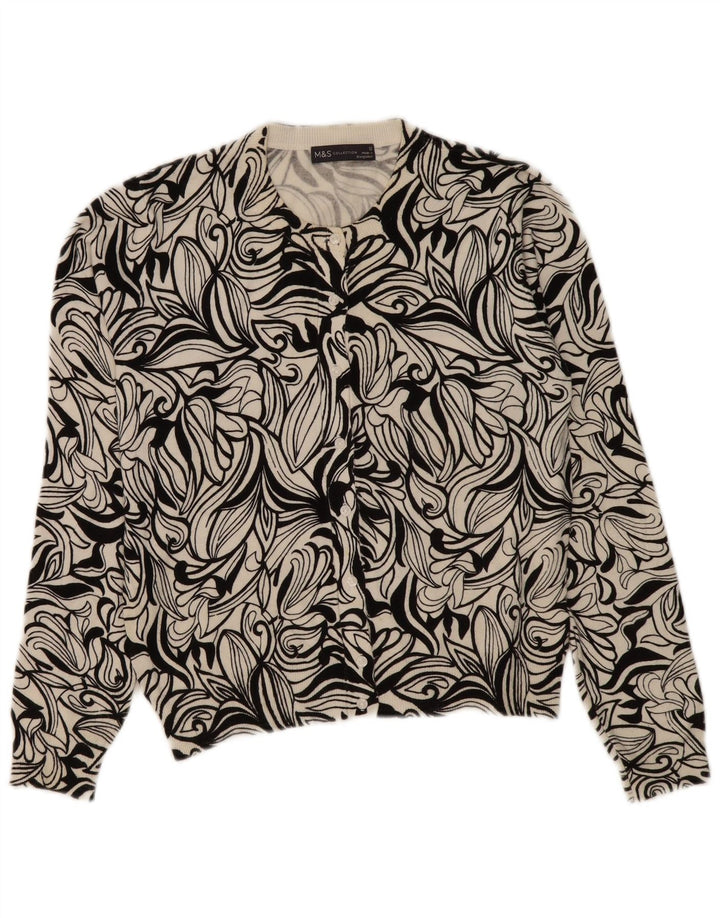 Maglione cardigan da donna Marks & Spencer UK 12 Viscosa floreale nera media