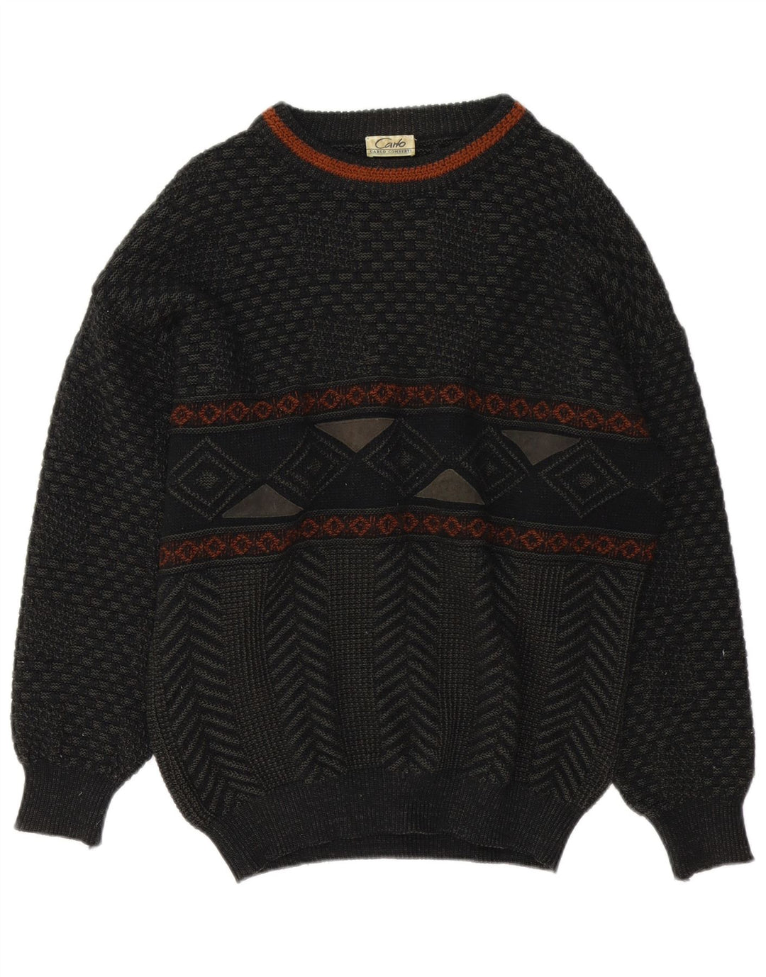 Carlo Comberti Maglione da uomo con scollo a barca Maglione grande acrilico geometrico grigio