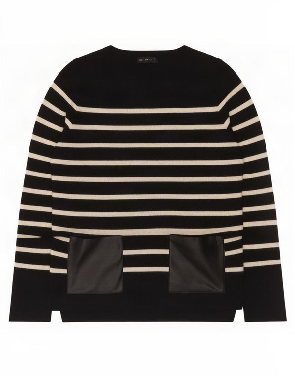Maglione Zara da donna con scollo a barca UK 12 Viscosa a righe nere medie