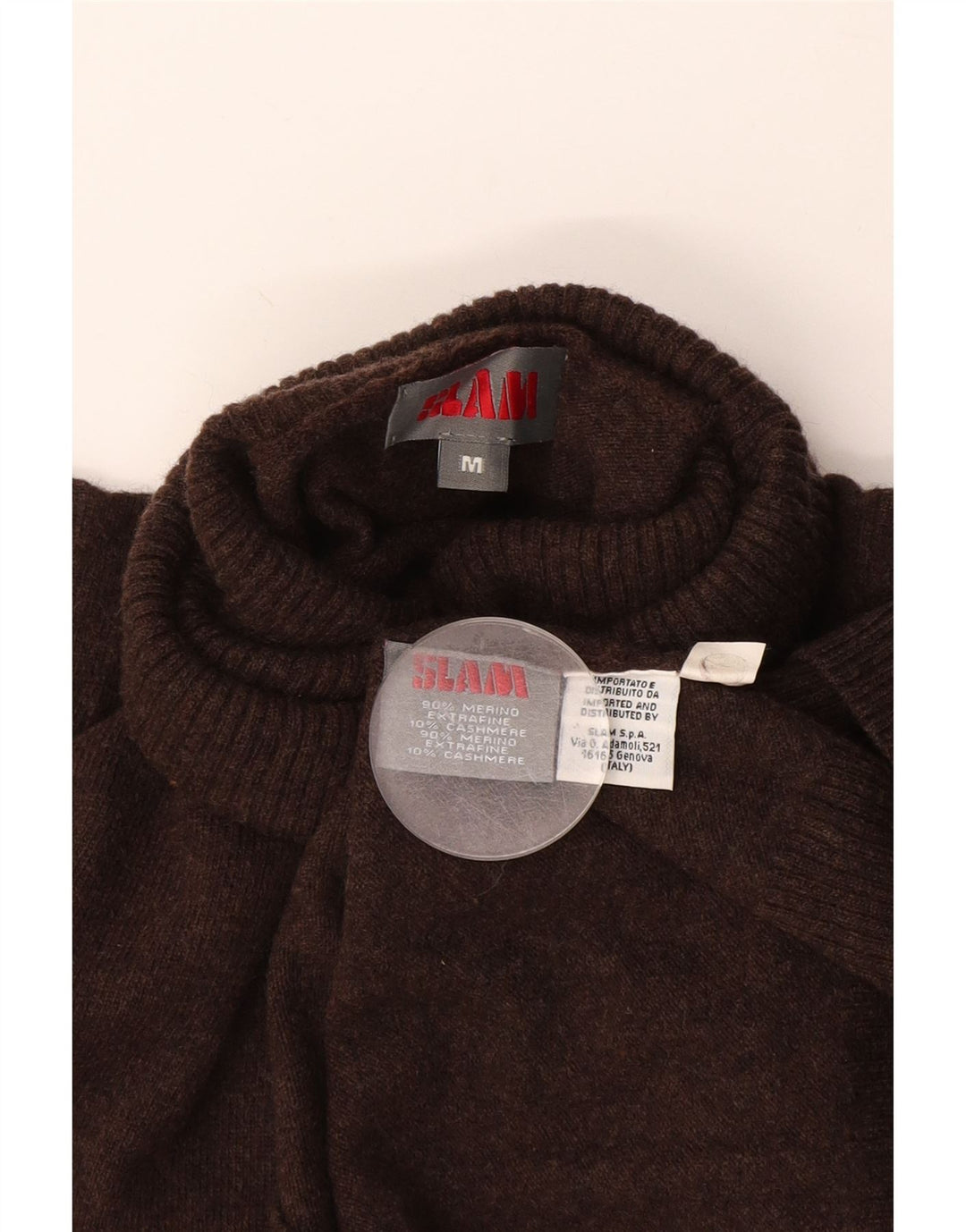 Maglione da uomo a collo alto Slam in lana merino marrone medio