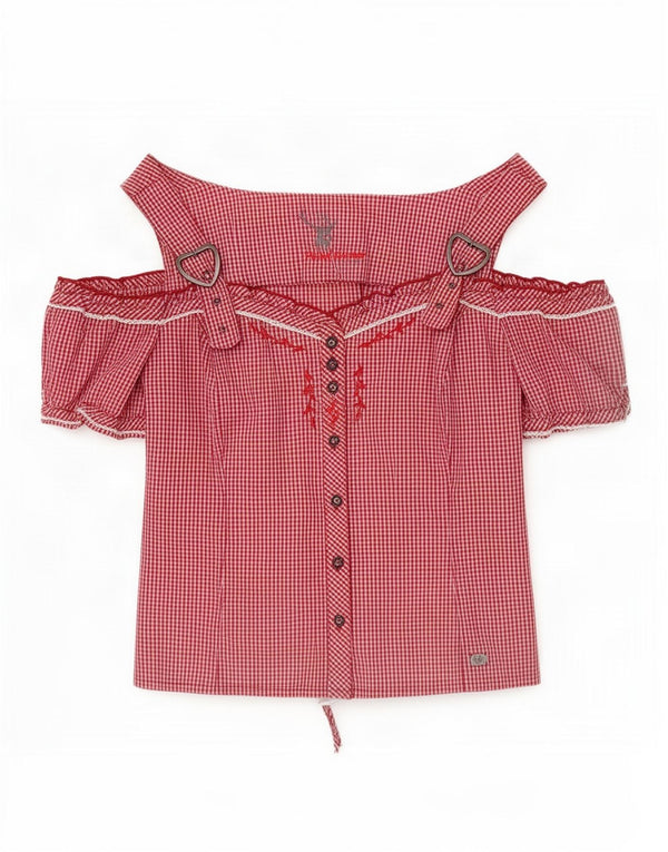Spieth & Wensky Camicetta da donna con spalle scoperte Top UK 14 Percalle rosso medio