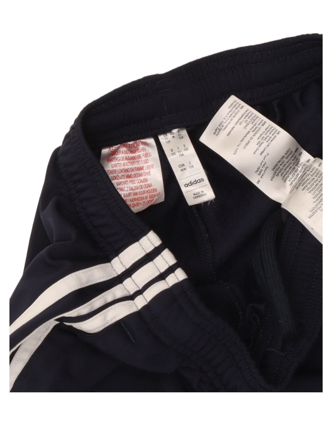 Pantaloni della tuta da ragazzo Adidas 11-12 anni in poliestere blu navy