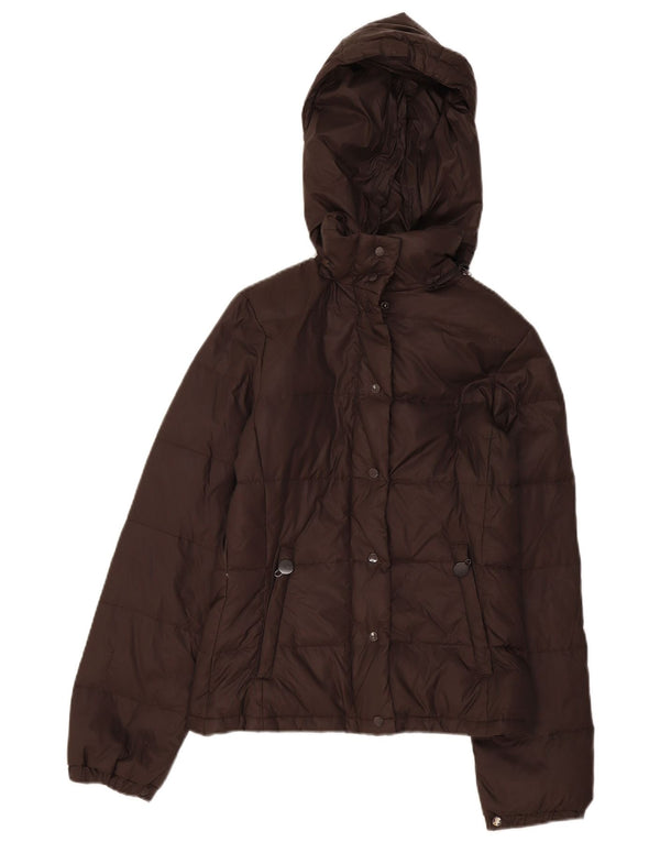 Giubbotto Imbottito Con Cappuccio Donna Benetton IT 40 Small Marrone Poliammide