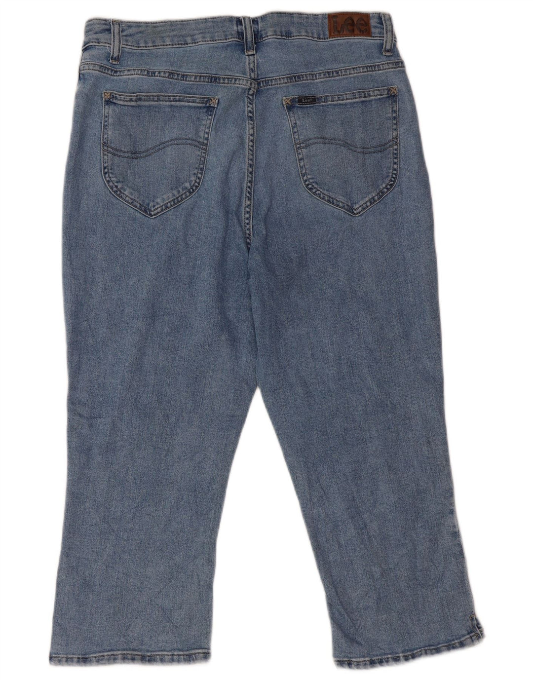 Jeans Capri da donna a vita alta Lee US 14 Large W32 L20 cotone blu