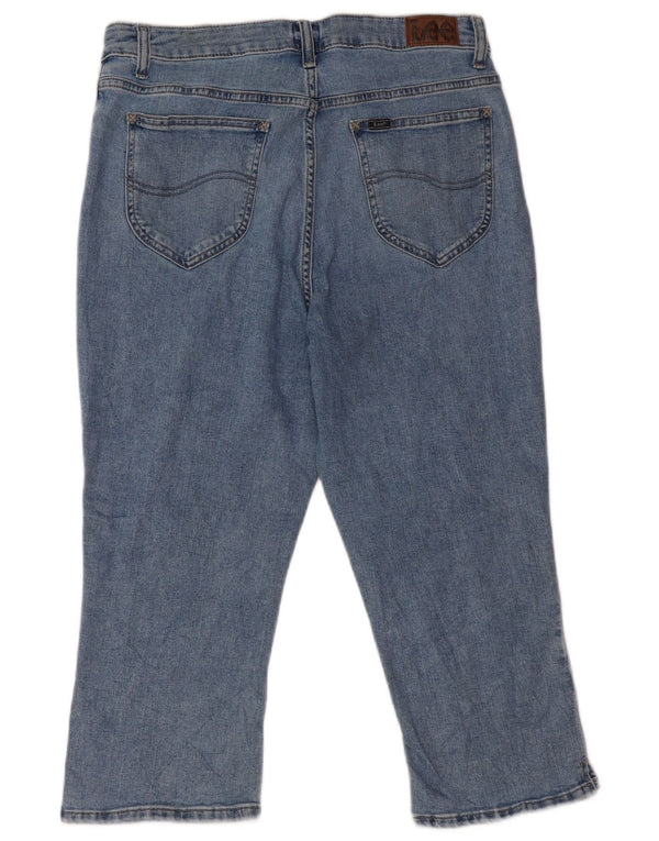 Jeans Capri da donna a vita alta Lee US 14 Large W32 L20 cotone blu