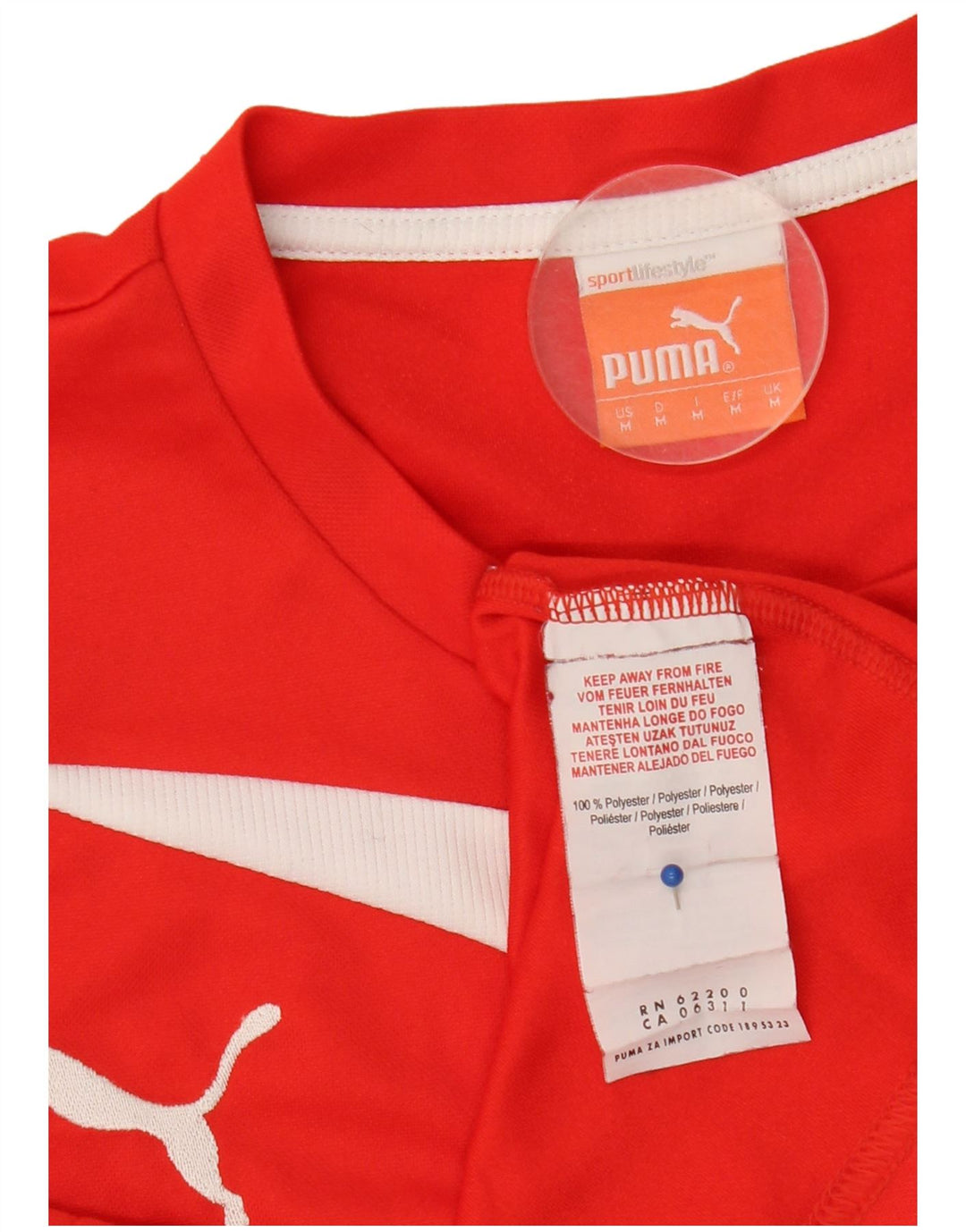 T-shirt da uomo Puma Top in poliestere color block rosso medio